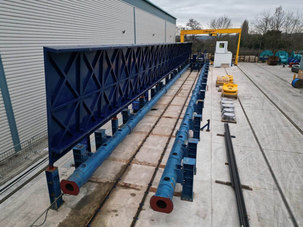 Aerial view along the wire rope testing machine