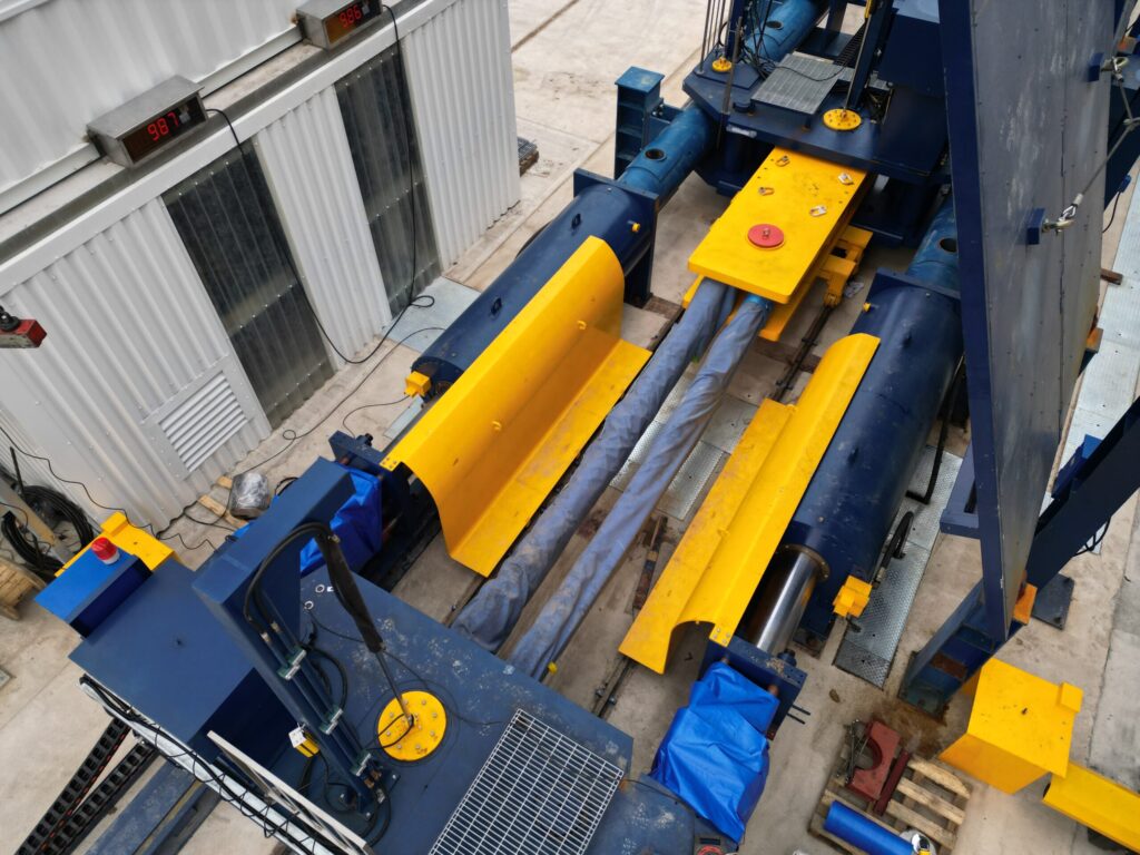 Aerial detail of the wire rope testing machine