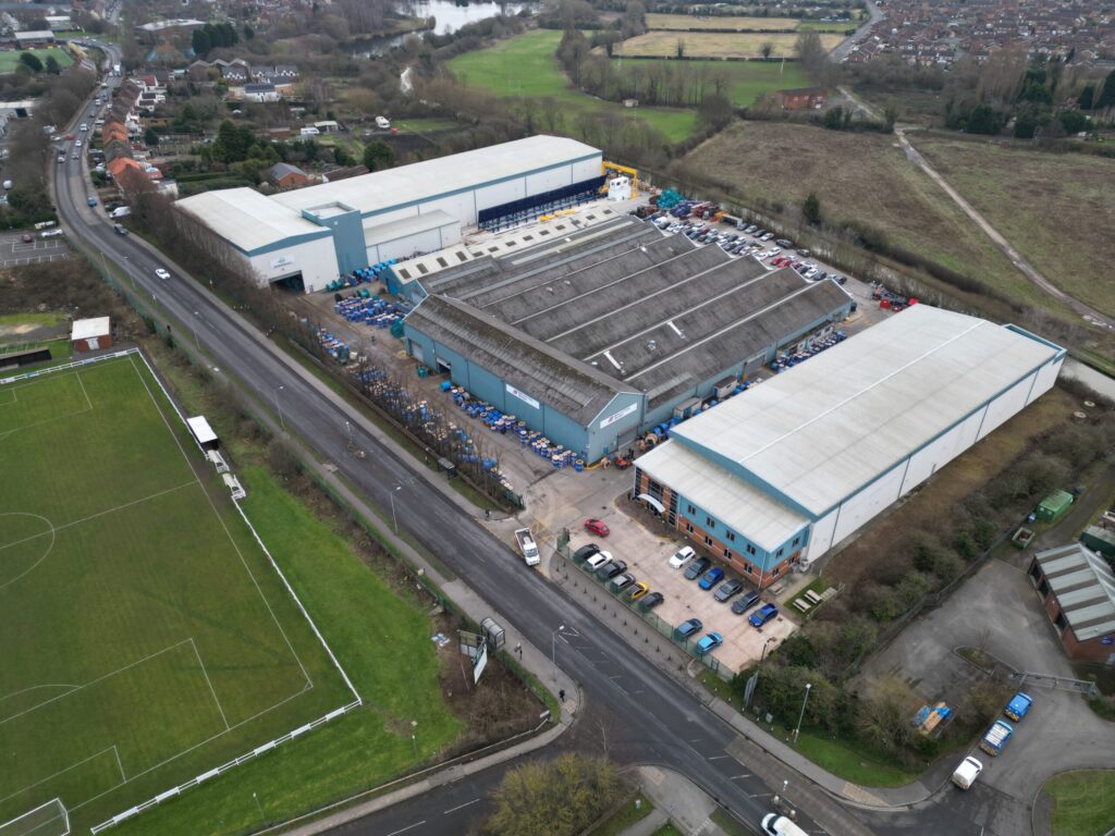 Aerial view of the Brunton Shaw works in Worksop