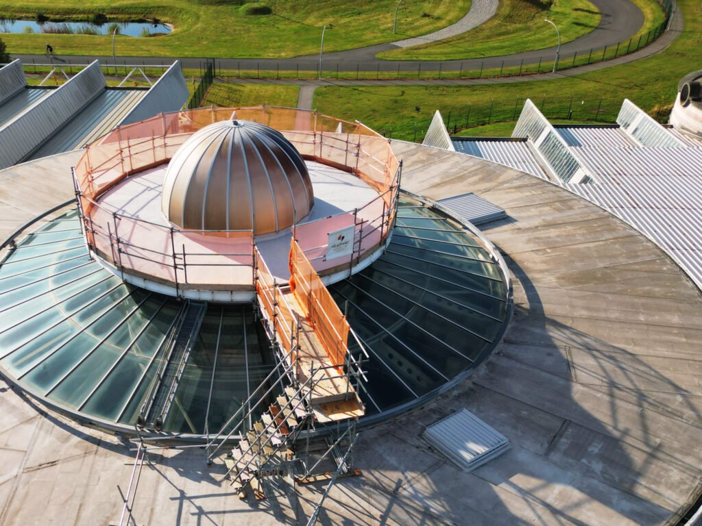 New cupola being craned into place at the Doncaster Dome