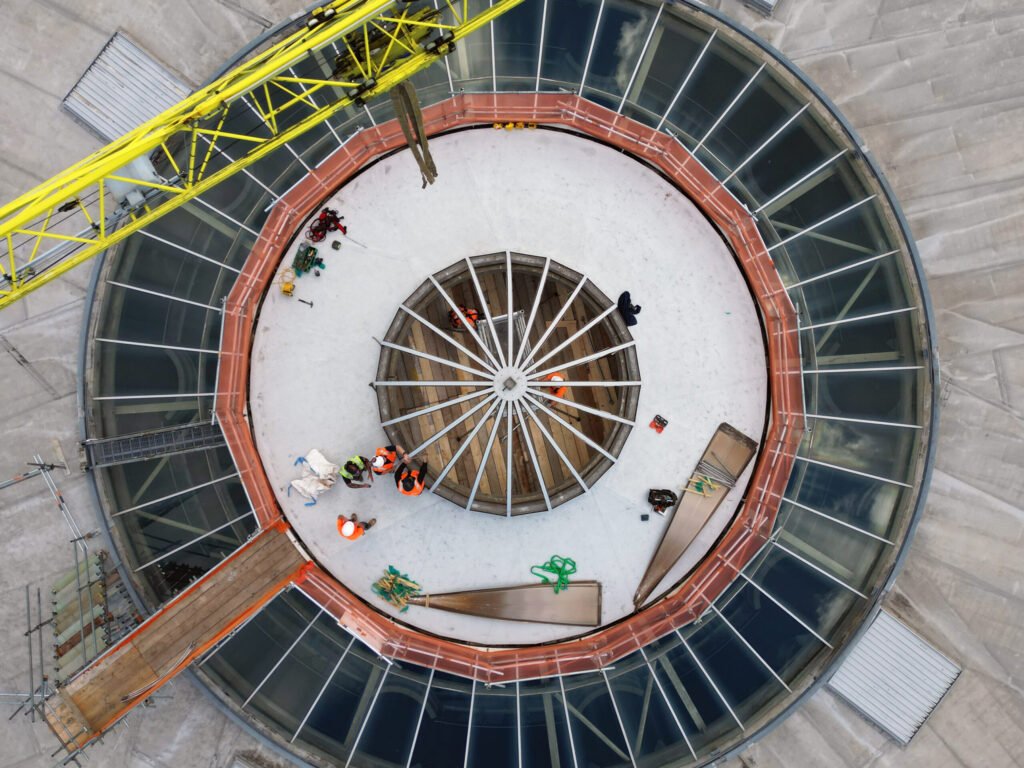Top-down of the Doncaster Dome roof with the old cupola removed