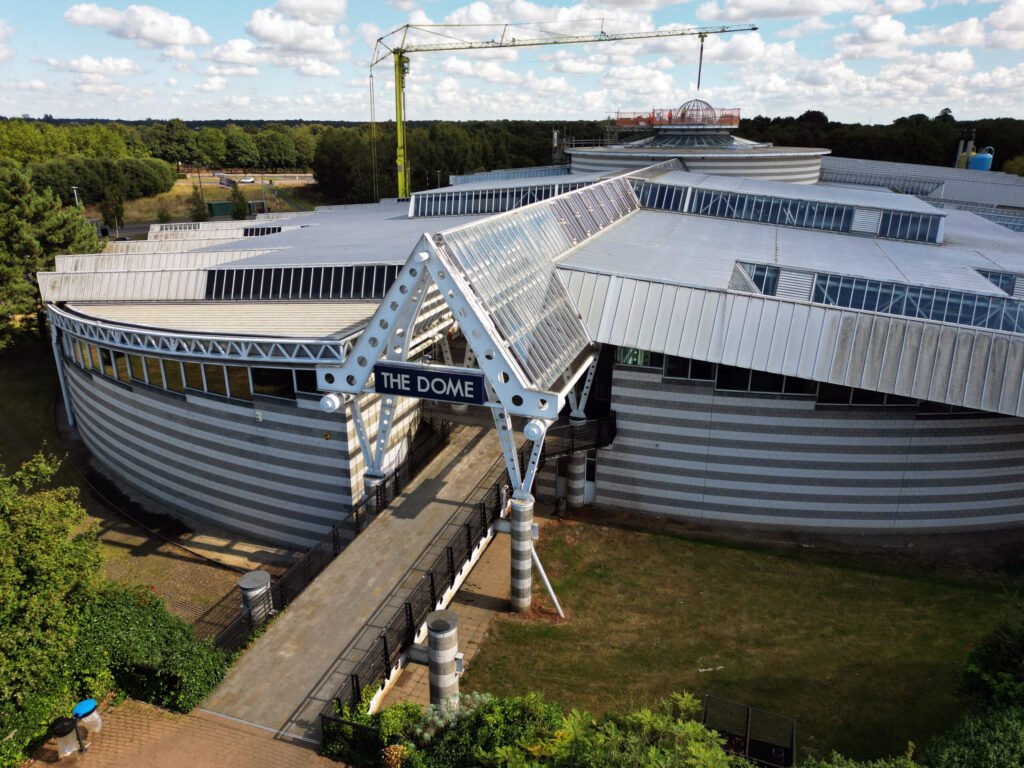 The Doncaster Dome with the new cupola being installed